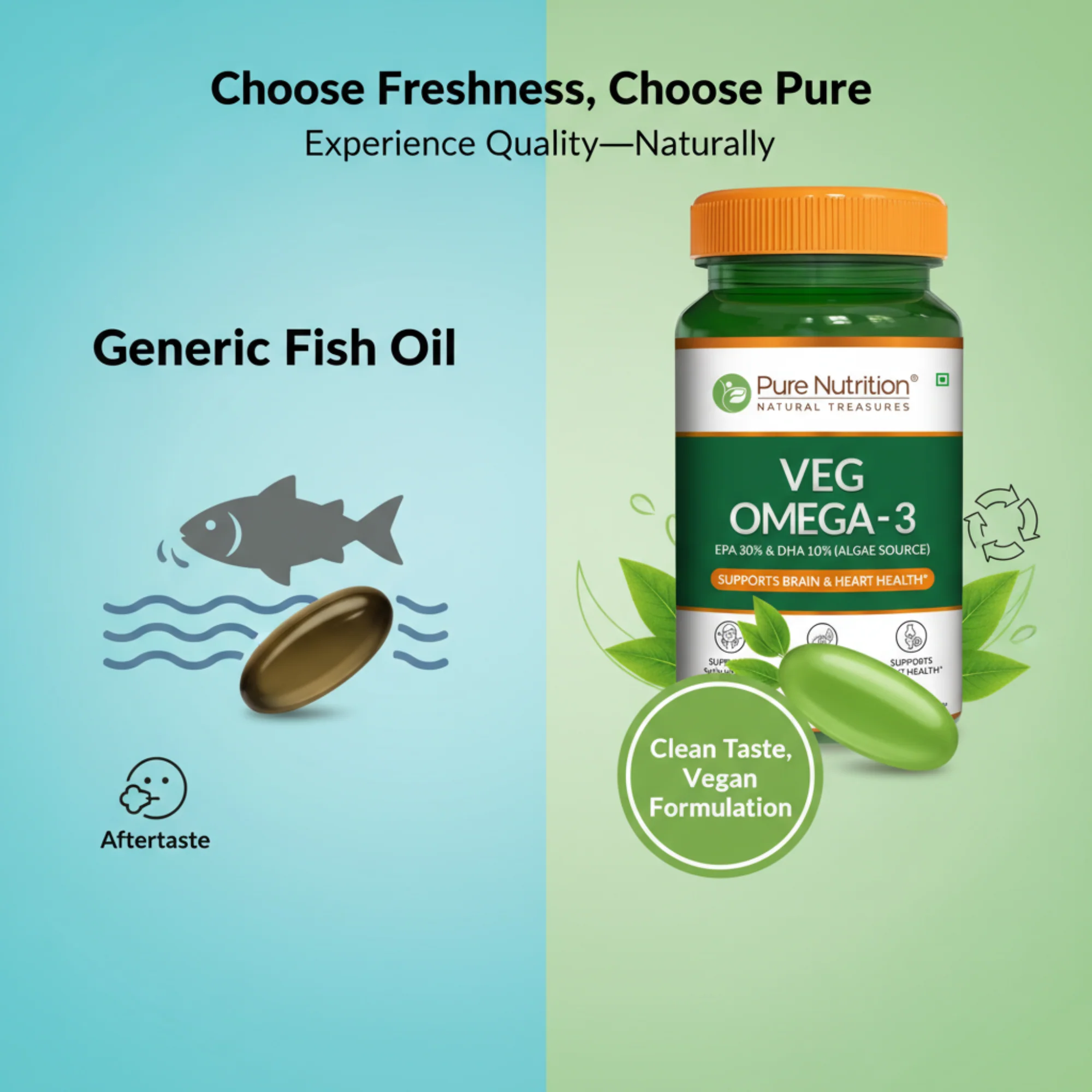 Pure Nutrition Veg Omega-3 1600mg (Algae Source) – EPA 30% & DHA 10% - Image 6