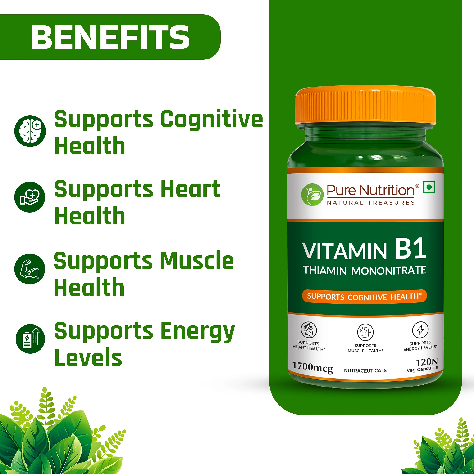 Pure Nutrition Vitamin B1 – 120 Veg Capsules - Image 4