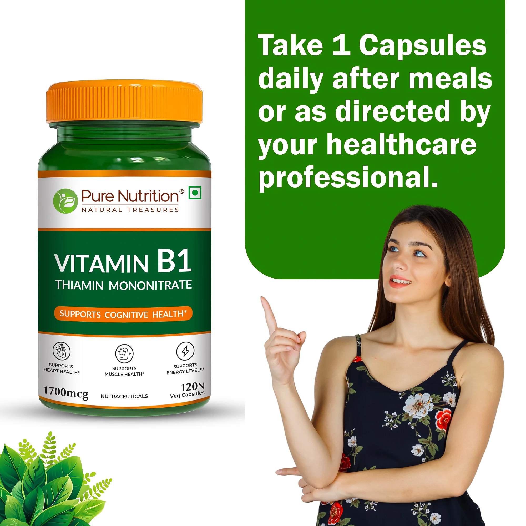 Pure Nutrition Vitamin B1 – 120 Veg Capsules - Image 5