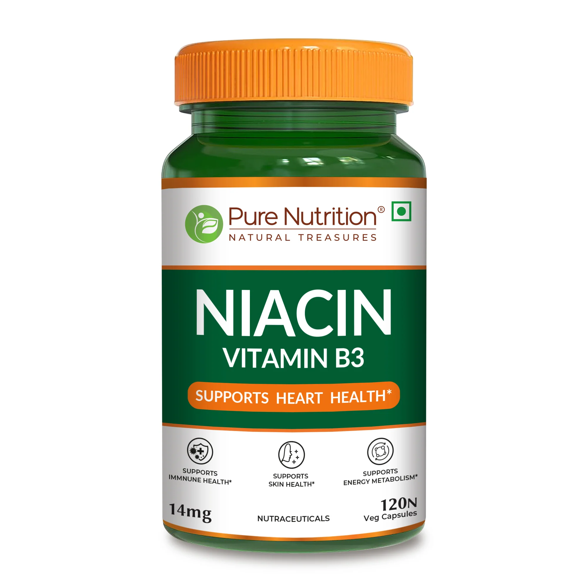 Pure Nutrition Vitamin B3 Niacin – 120 Veg Capsules
