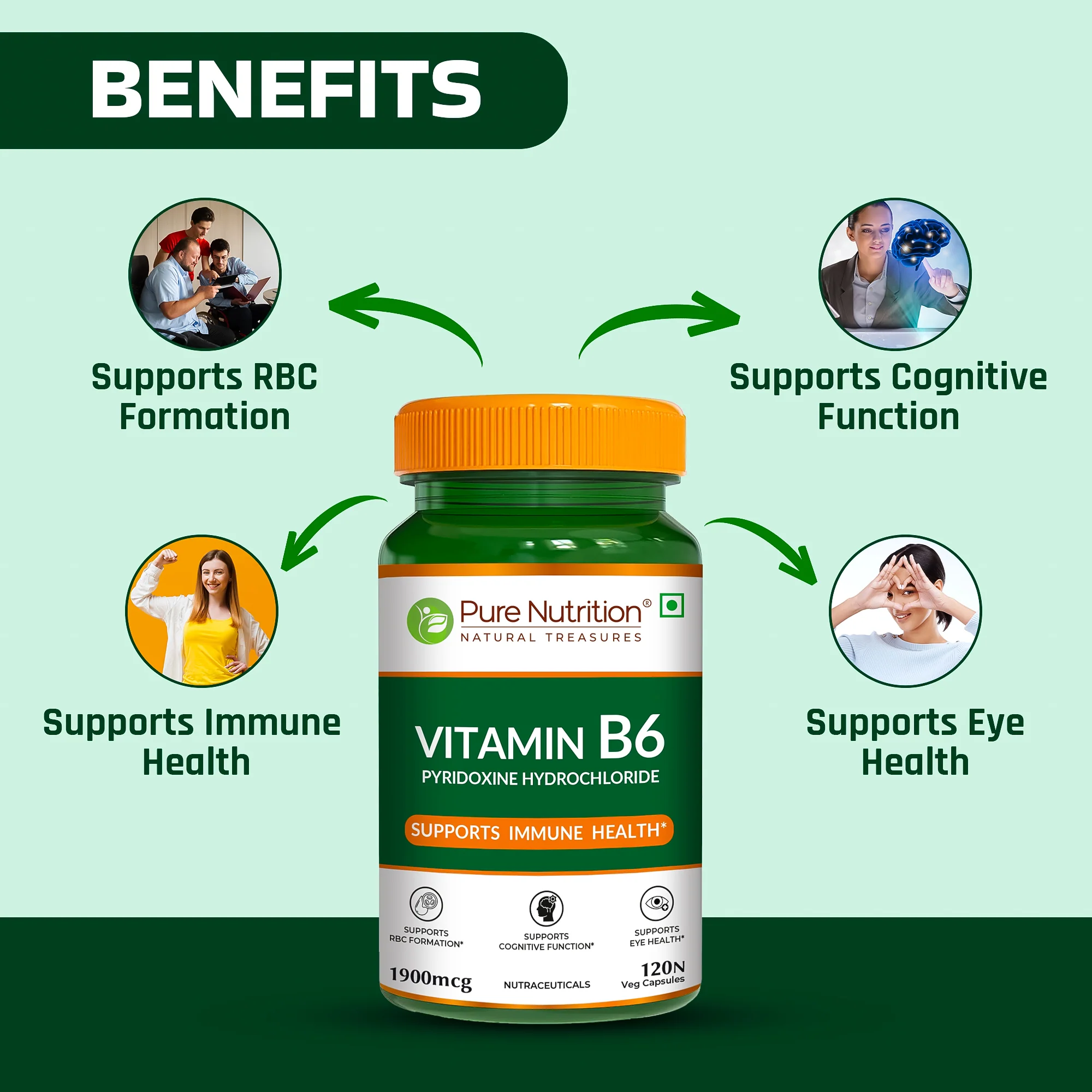 Pure Nutrition Vitamin B6 – 120 Veg Capsules - Image 5