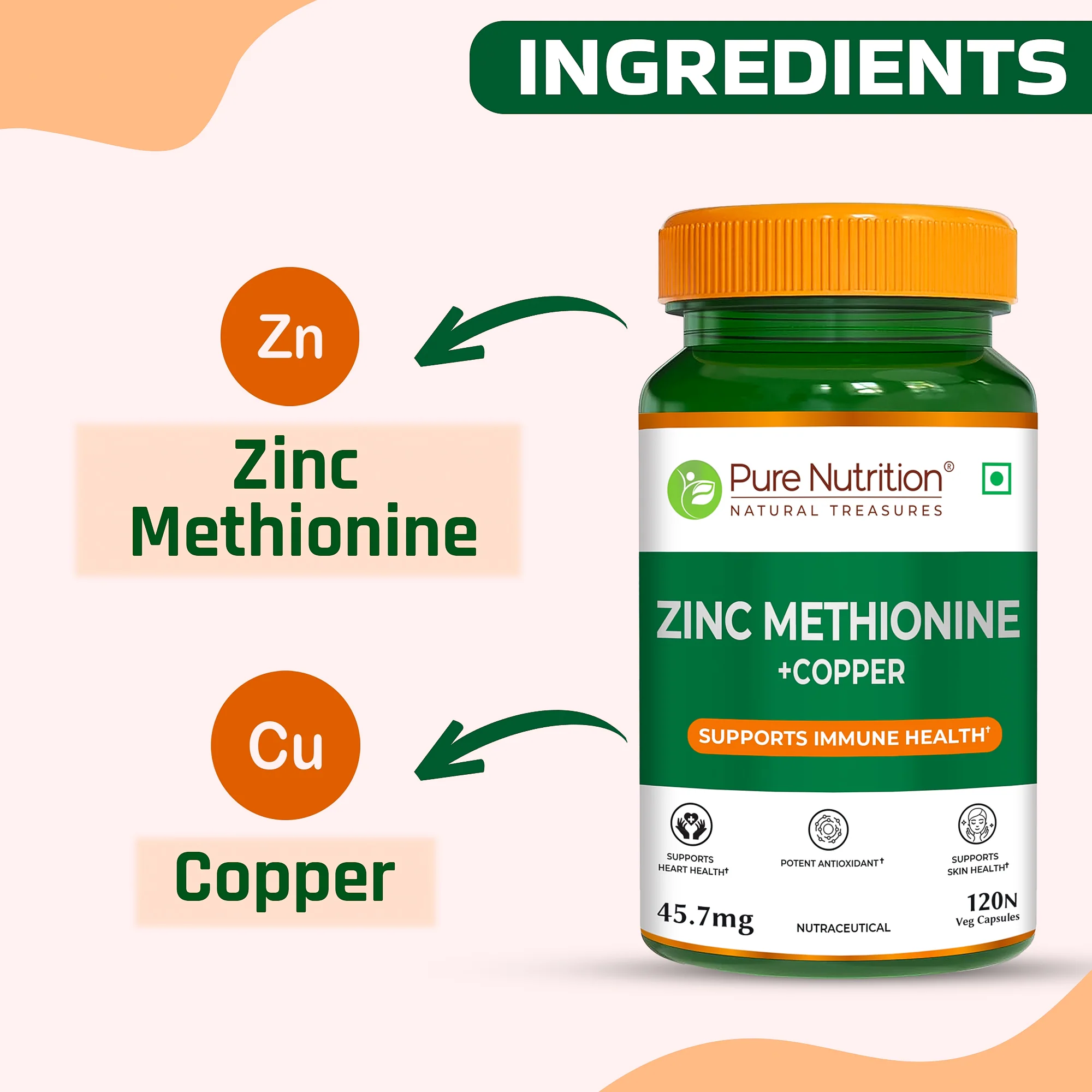 Pure Nutrition Zinc Methionine Veg Capsules – 120 Caps - Image 3