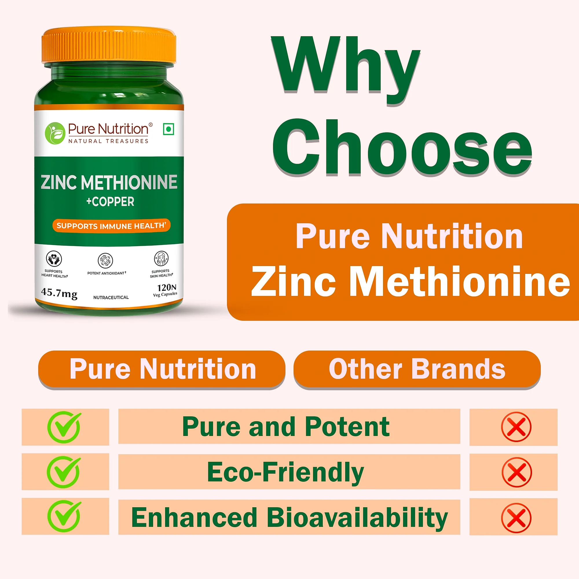 Pure Nutrition Zinc Methionine Veg Capsules – 120 Caps - Image 4
