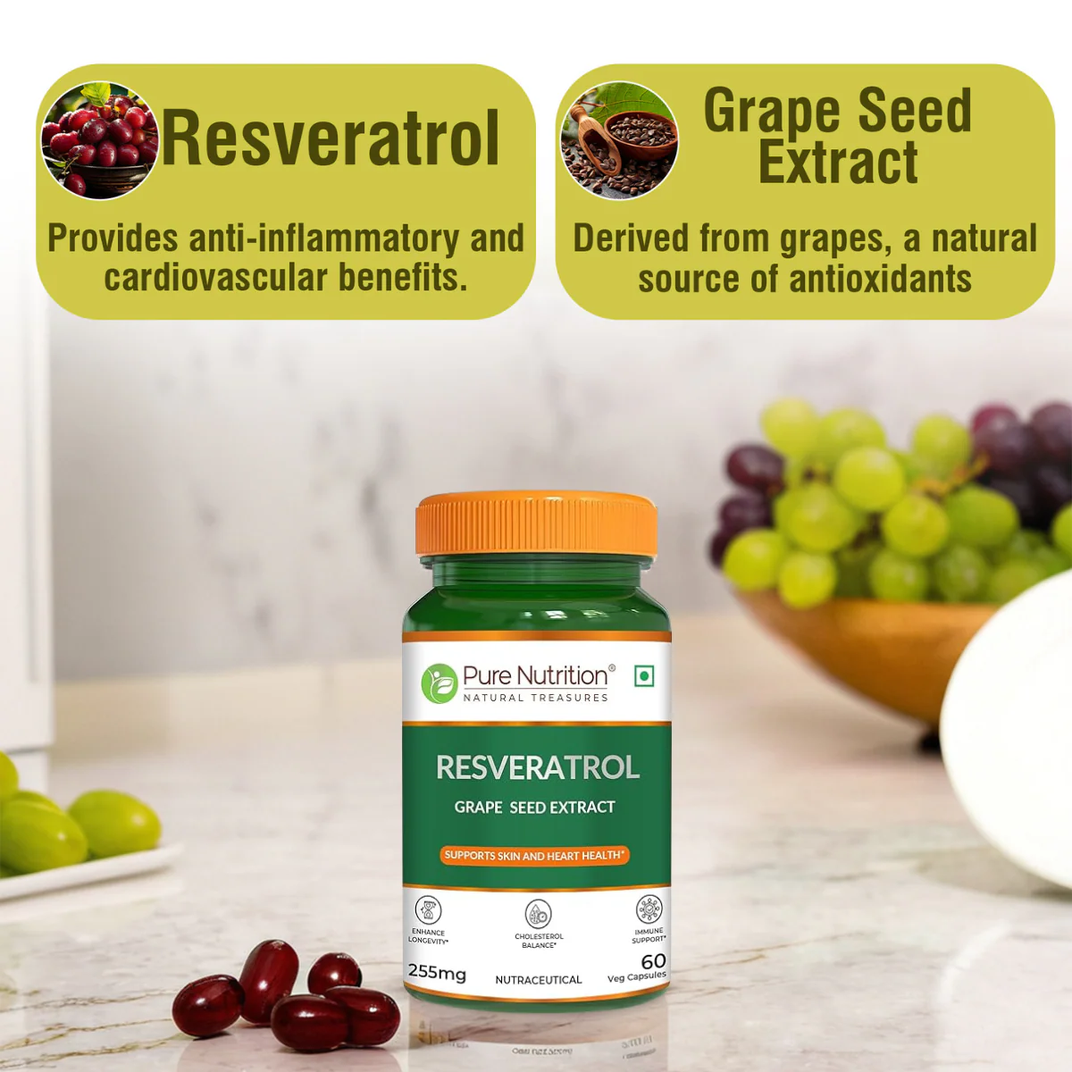Resveratrol with Grape Seed Extract | Antioxidant Support – 255mg - Image 14