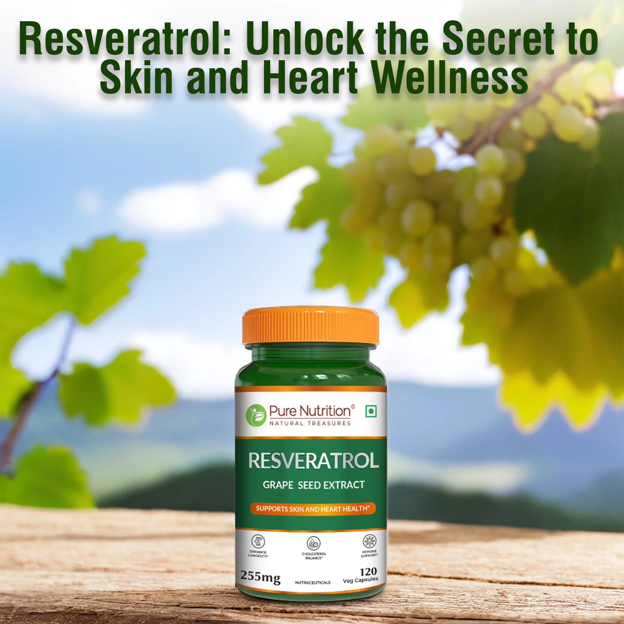 Resveratrol with Grape Seed Extract | Antioxidant Support – 255mg - Image 7