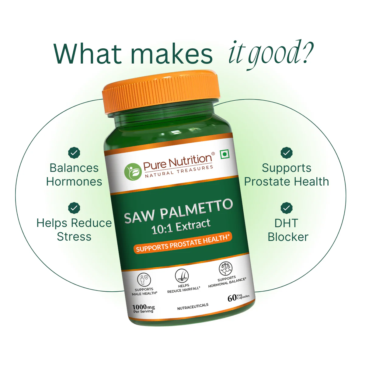 Saw Palmetto Supplement Veg Capsules | Supports Prostate Health, Hair Growth, and Urinary Function - Image 9