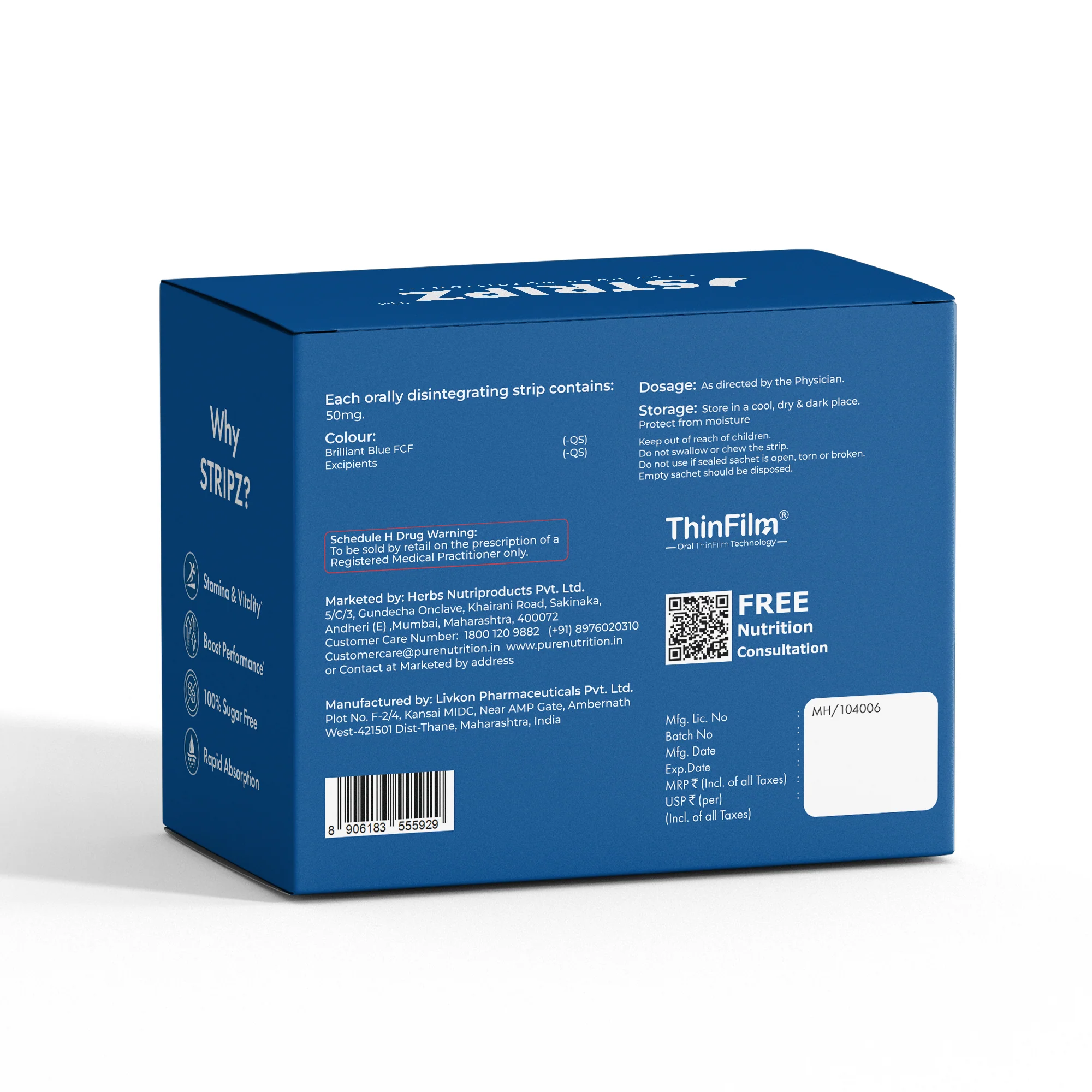 Stripz Max Perform-50mg Oral Thin Strips | Peppermint Flavour - Image 7