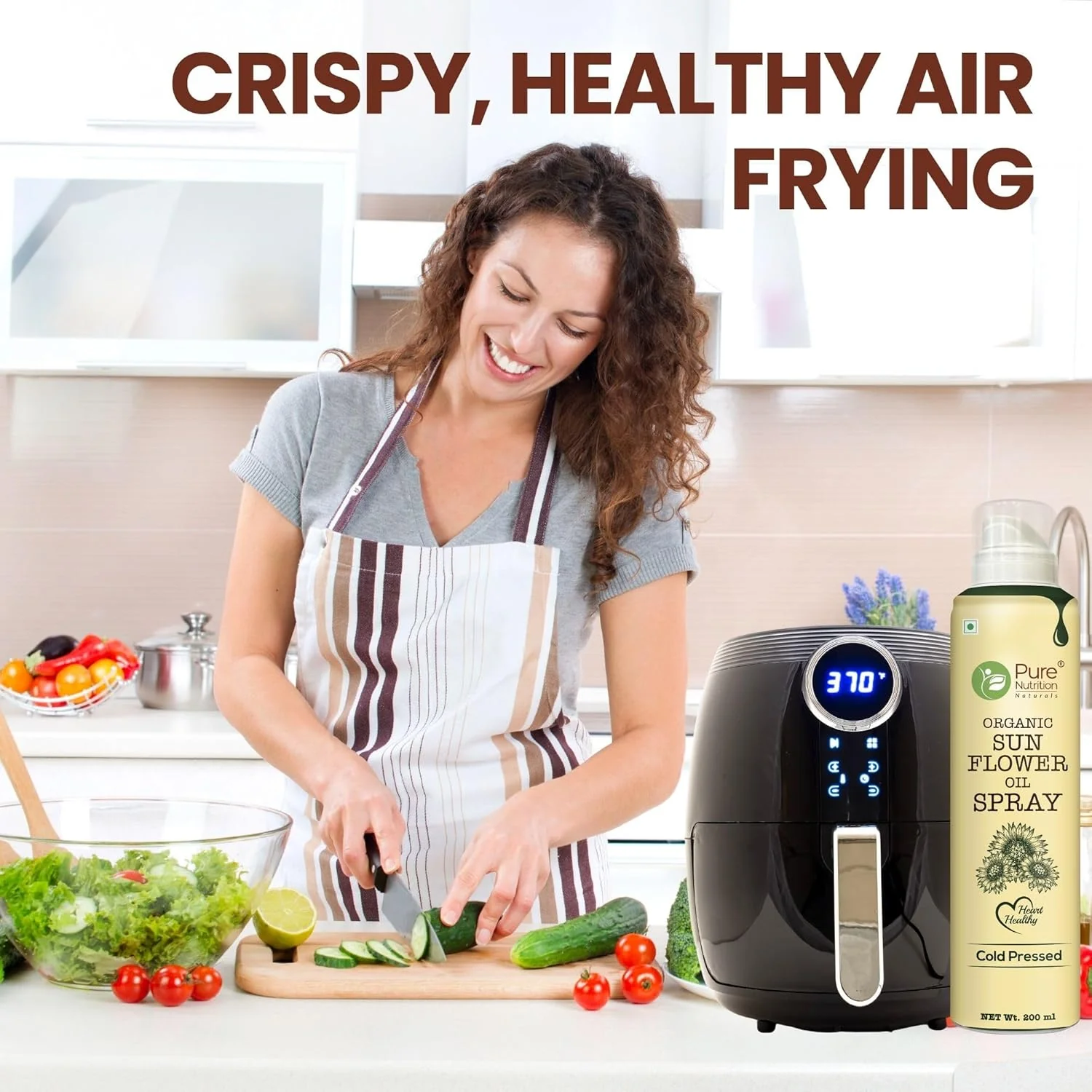 Sunflower Oil Cooking Spray 200ml | 100% Pure, Healthy Cooking, Low-Calorie Meals, Ideal for Frying - Image 4