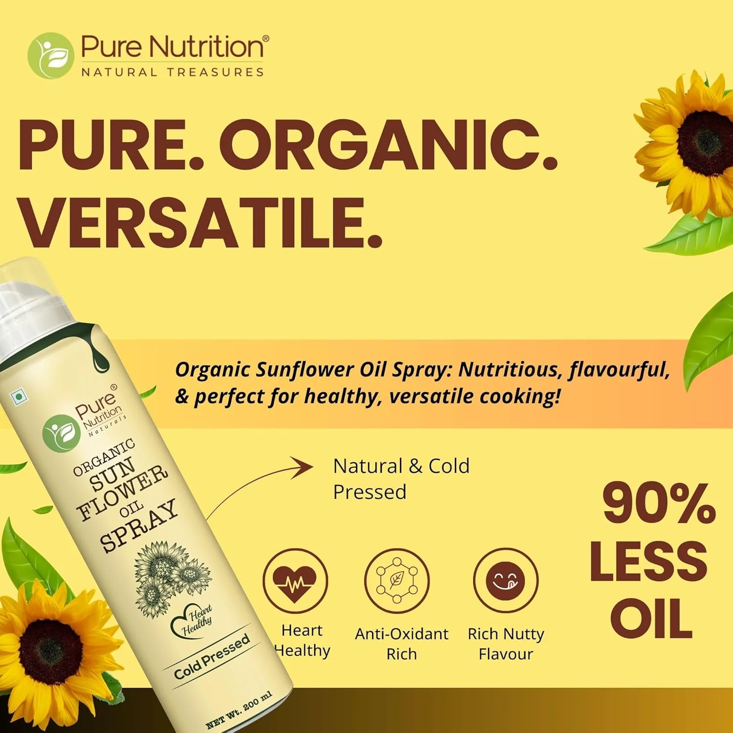 Sunflower Oil Cooking Spray 200ml | 100% Pure, Healthy Cooking, Low-Calorie Meals, Ideal for Frying - Image 8