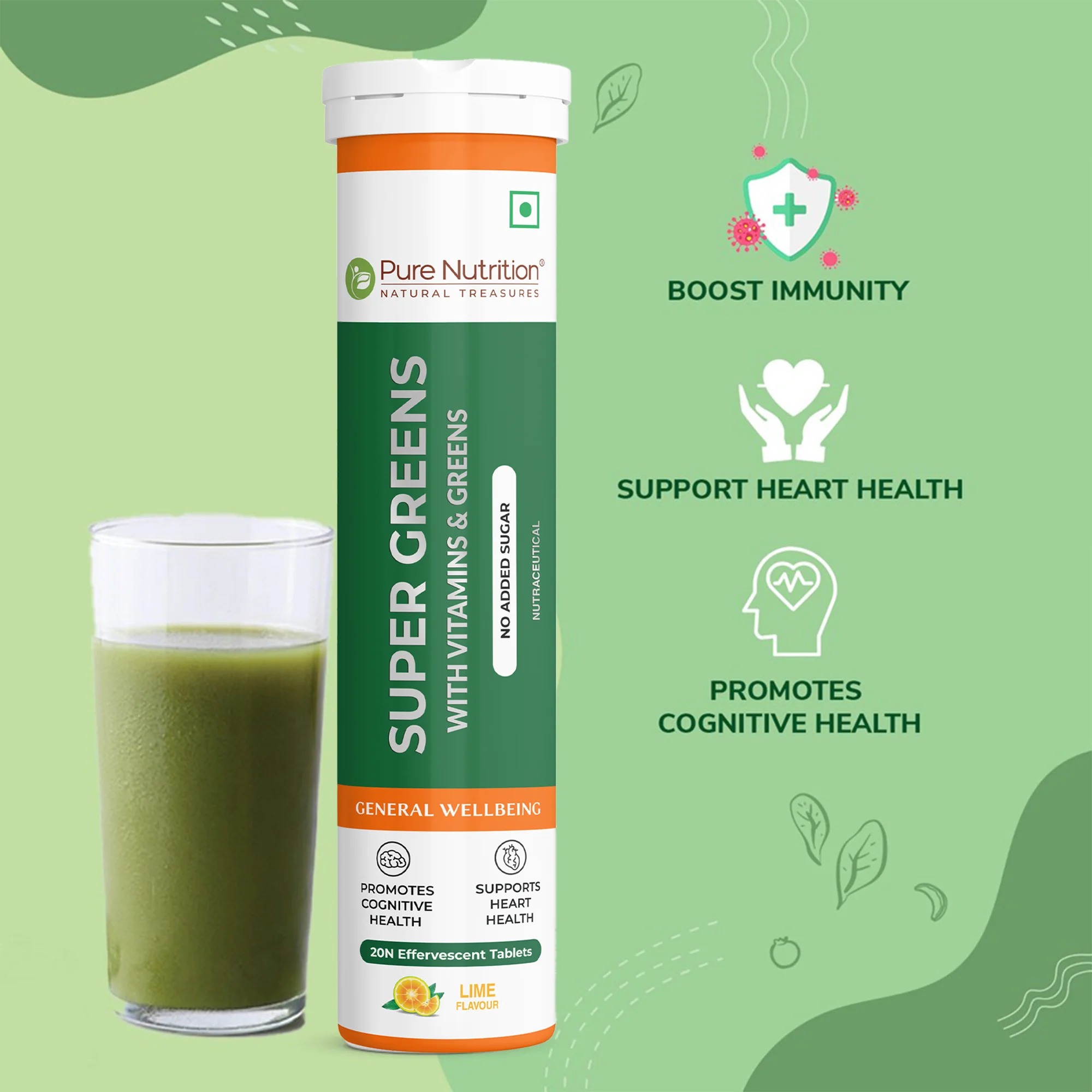 Super Greens 500mg with Vitamins & Greens - Effervescent Tablets - Image 4