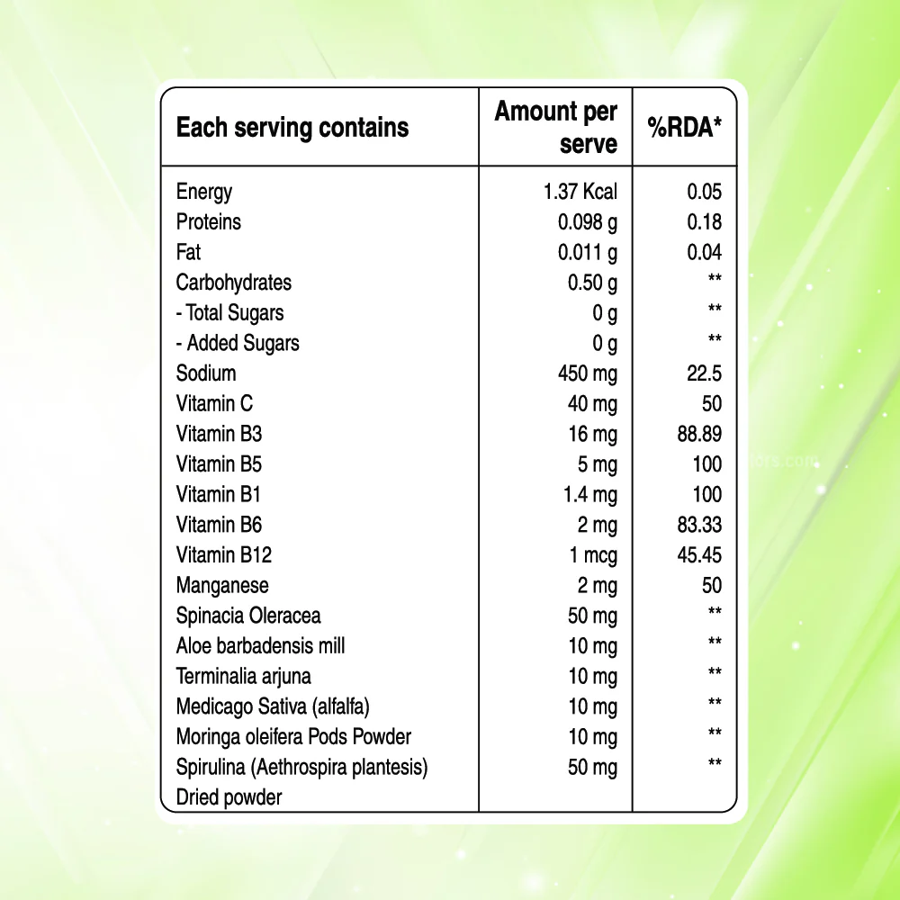 Super Greens 500mg with Vitamins & Greens - Effervescent Tablets - Image 5