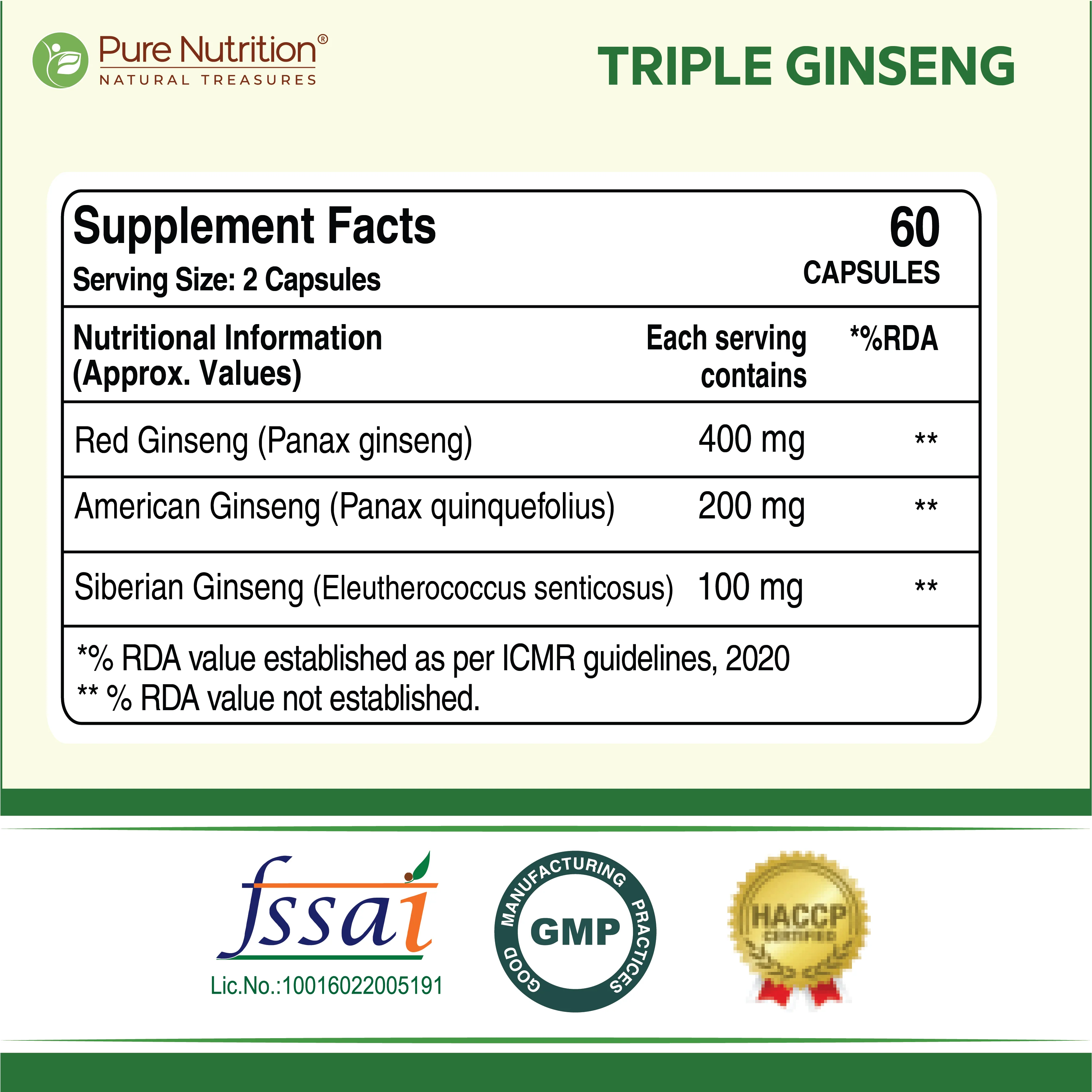 Triple Ginseng Complex - 60 Veg Capsules | Korean, American & Siberian Ginseng Blend for Energy & Vitality - Image 6