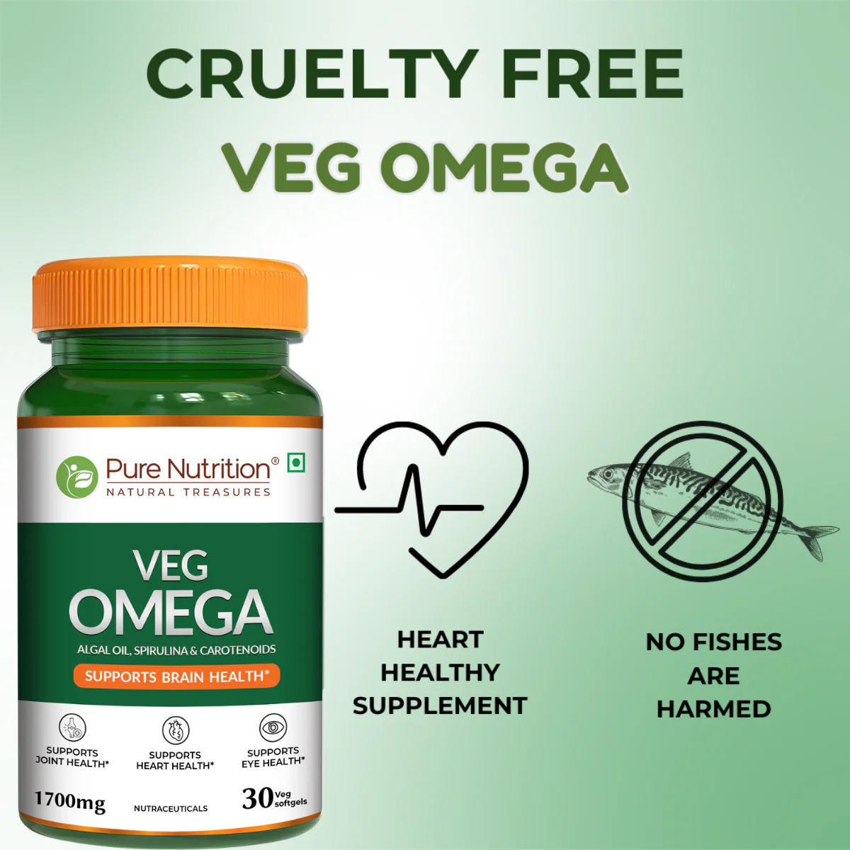 Veg Omega Supplement with Spirulina & Carotenoids 1700mg - 30 Capsules - Image 5