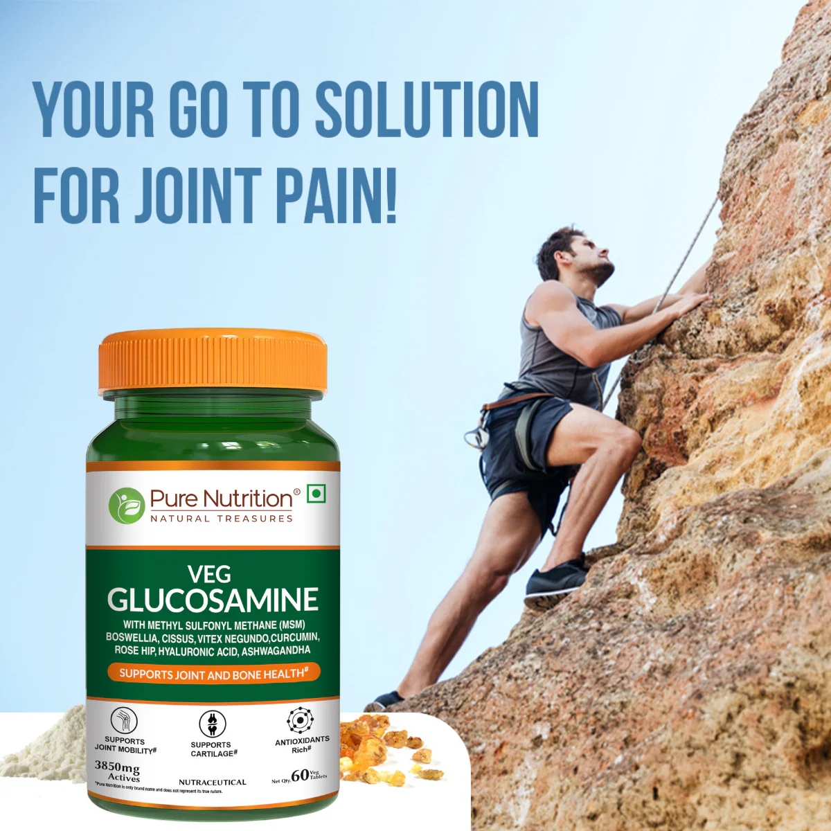 Veg Glucosamine with MSM – 60 Tablets - Image 3