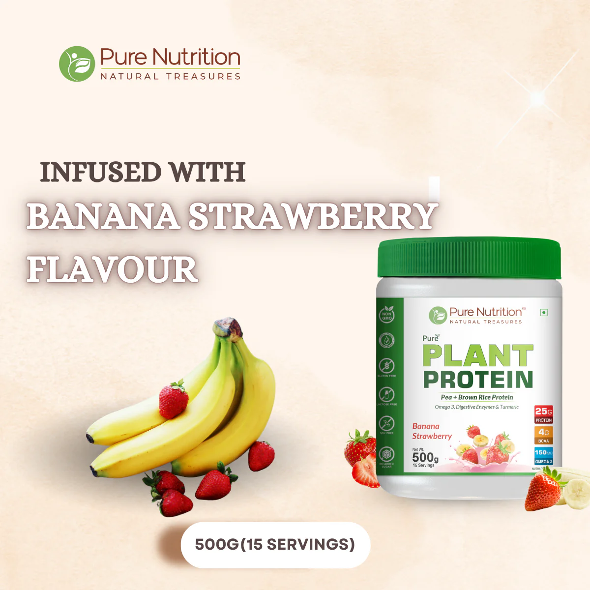 Vegan Protein Banana Strawberry – Plant-Based Protein (500g) - Image 5