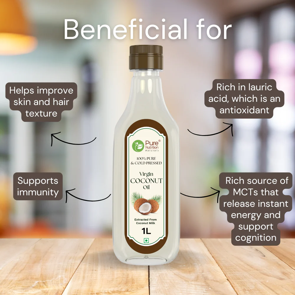 Virgin Coconut Oil 1000ml | Cold Pressed, 100% Pure & Unrefined | Good for Hair, Skin & Cooking - Image 3