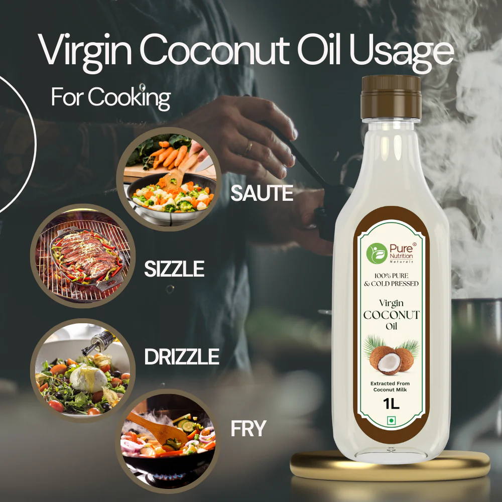 Virgin Coconut Oil 1000ml | Cold Pressed, 100% Pure & Unrefined | Good for Hair, Skin & Cooking - Image 4