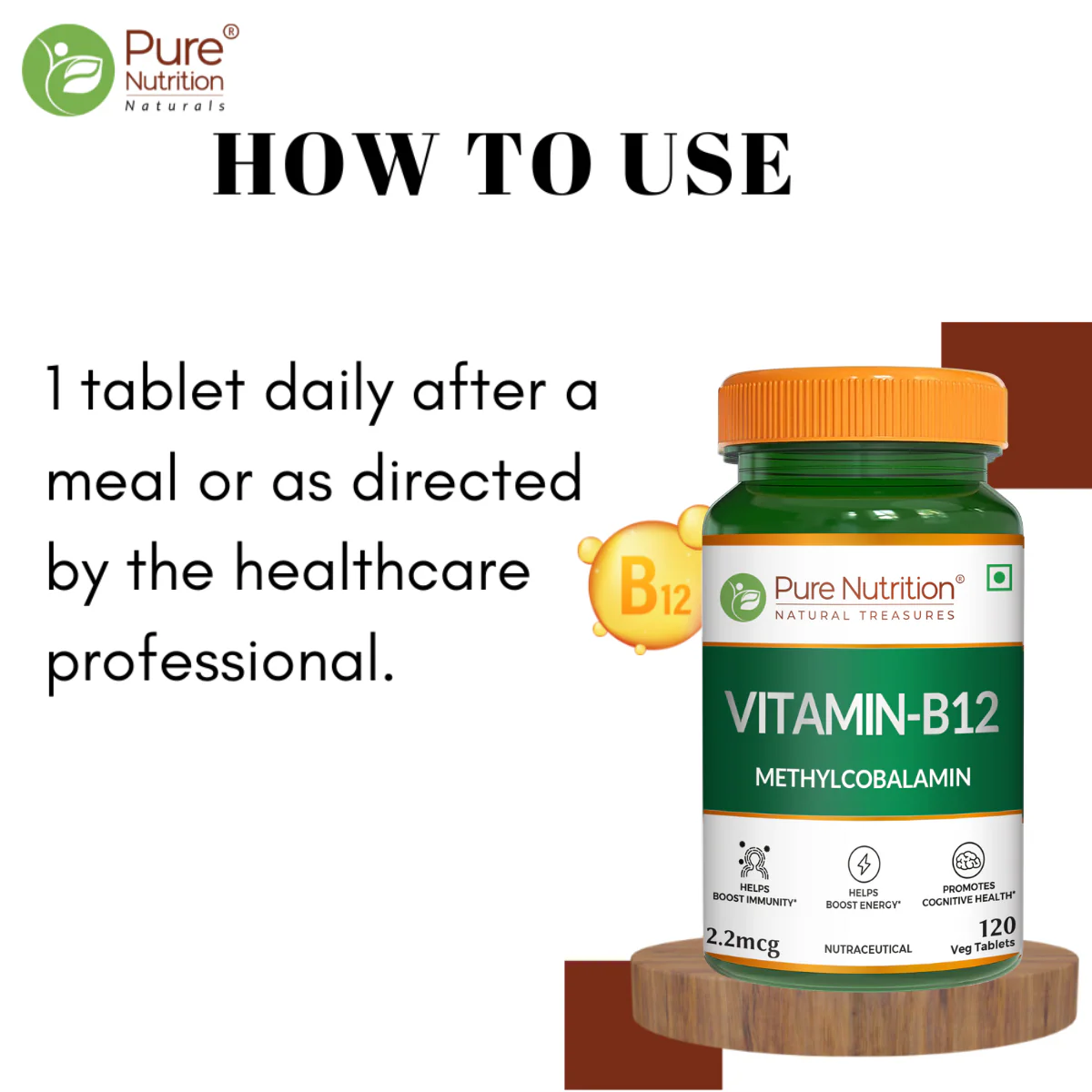 Vitamin B12 from Methylcobalamin - 120 Vegetarian Tablets | Supports Energy and Overall Wellness for Men and Women - Image 5