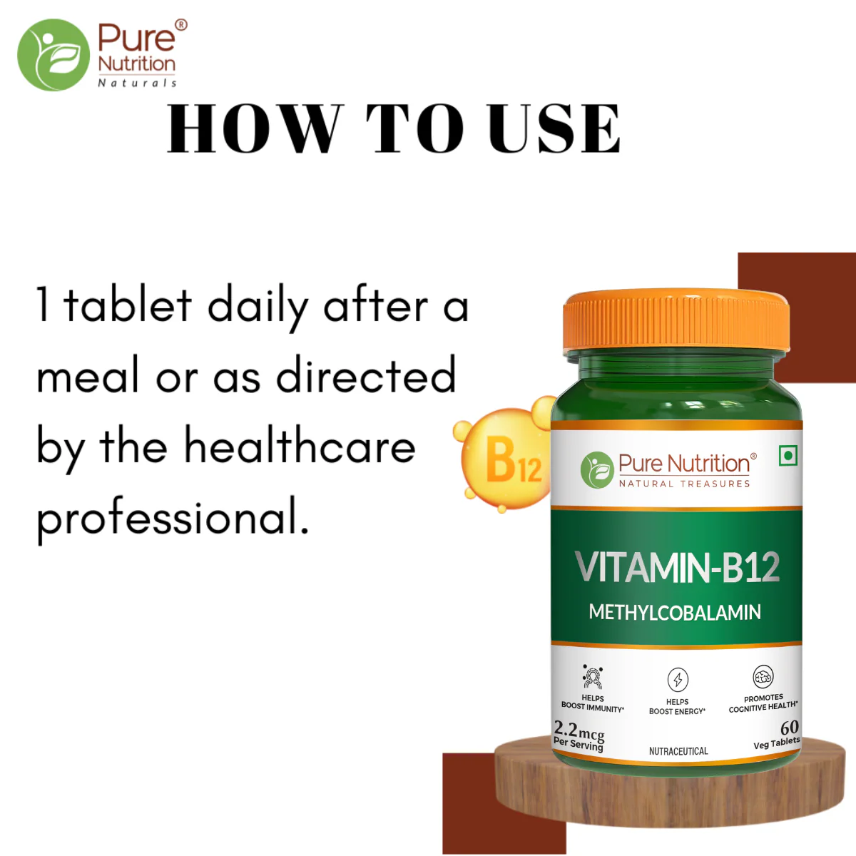 Vitamin B12 Methylcobalamin - 60 Vegetarian Tablets | Supports Energy and Overall Wellness for Men and Women - Image 4