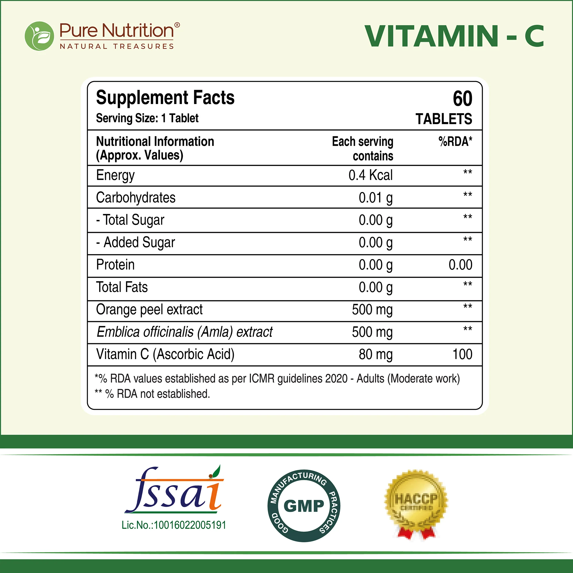 Vitamin C 1250mg -60 tablets with Orange Peel & Amla Extract for Skin & Immunity - Image 6