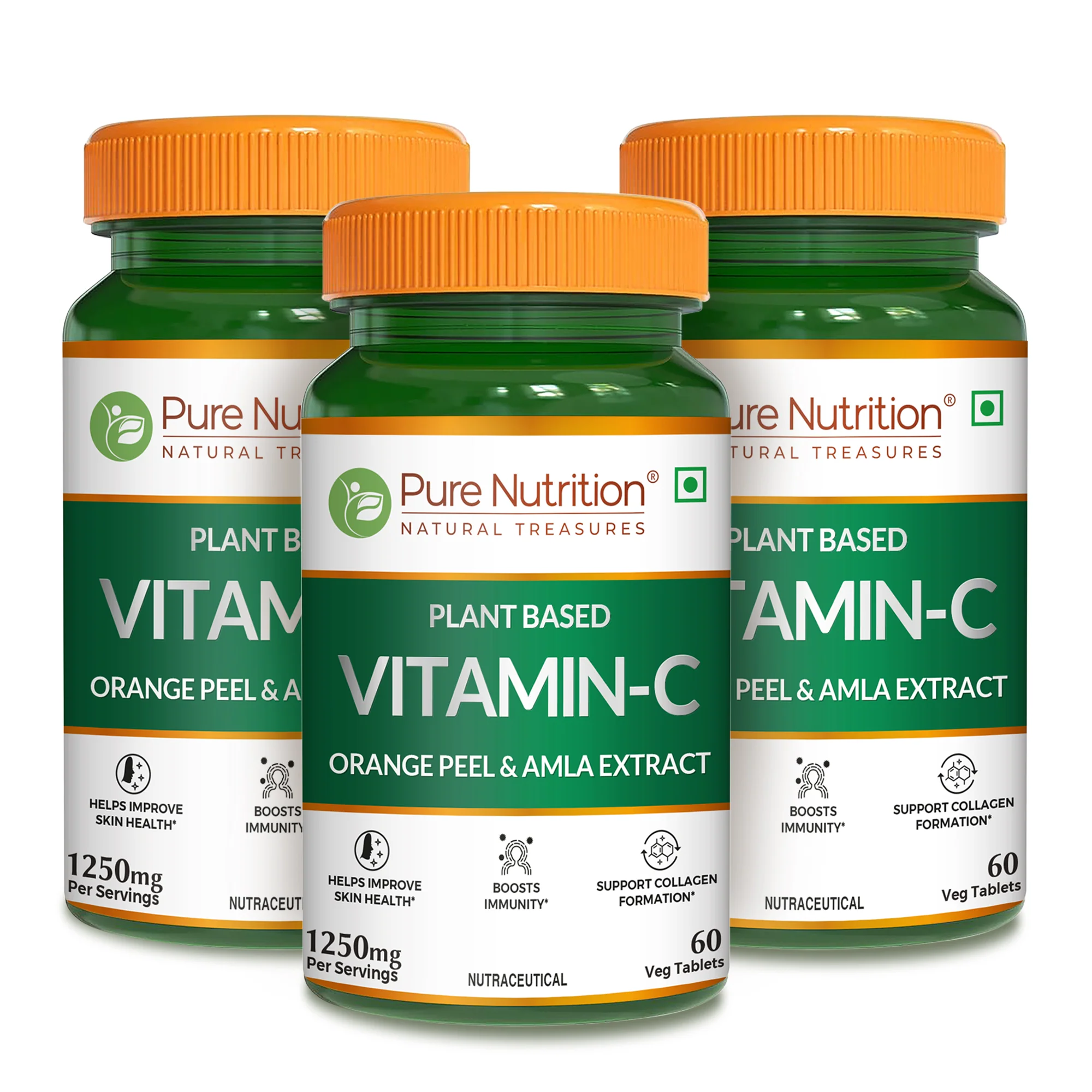 Vitamin C 1250mg -60 tablets with Orange Peel & Amla Extract for Skin & Immunity - Image 8