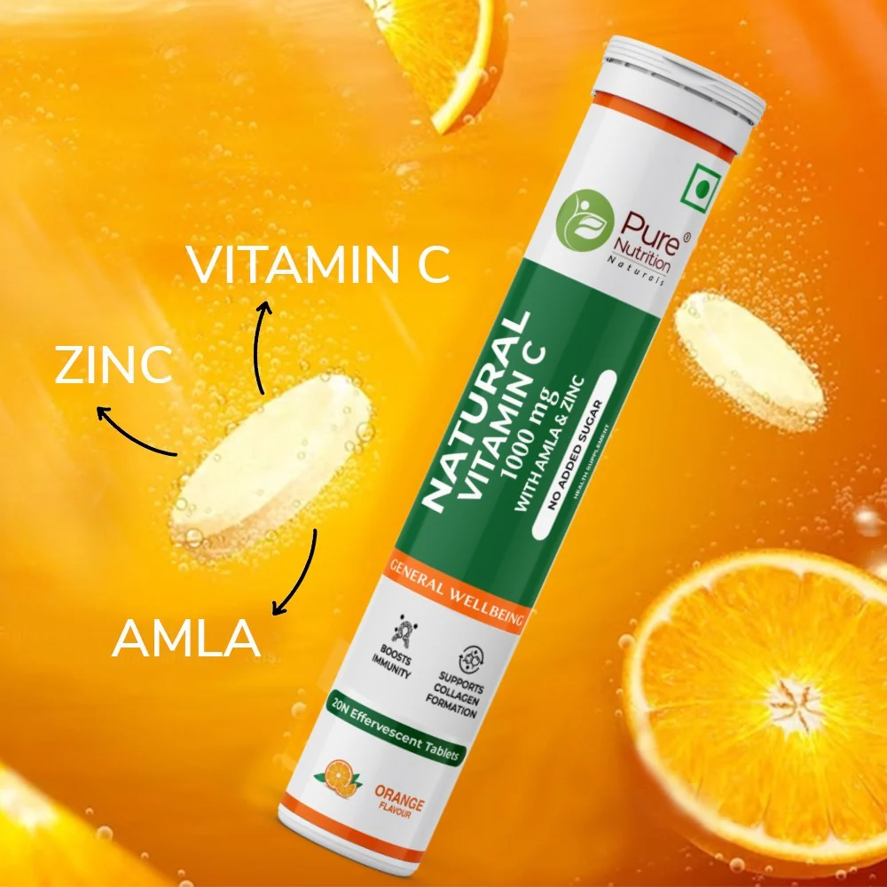 Vitamin C with Amla & Zinc For Immunity & Skin Care |Orange Flavour - 20 Effervescent Tablets - Image 3