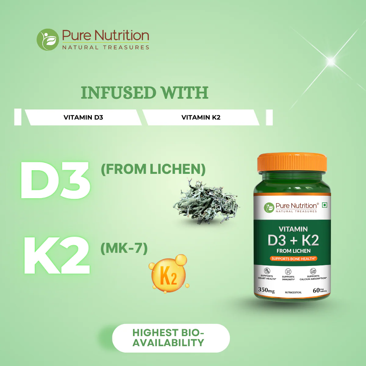 Vitamin D3 + K2 from Lichen - 60 Tablets - Image 3