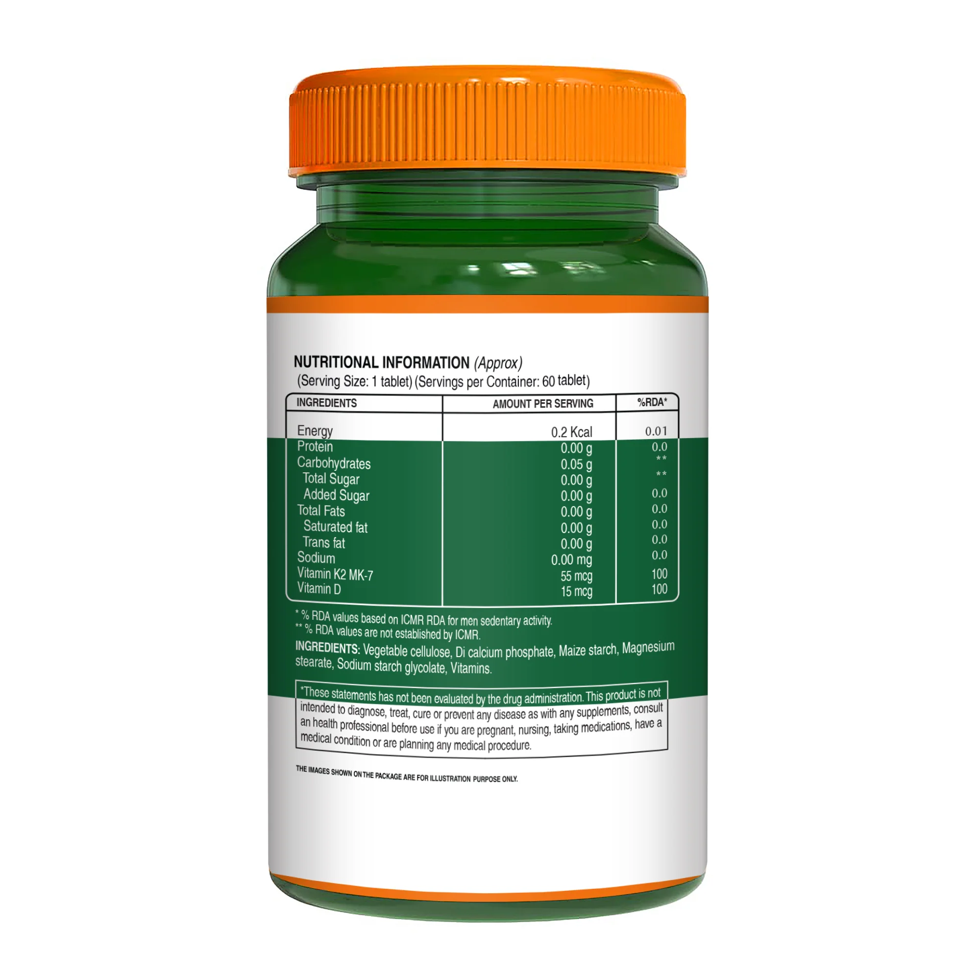 Pure Nutrition Vitamin K2 MK-7 with Vitamin D -60 veg tablets | 55 mcg K2 + 15 mcg D for Bone & Heart Health - Image 5