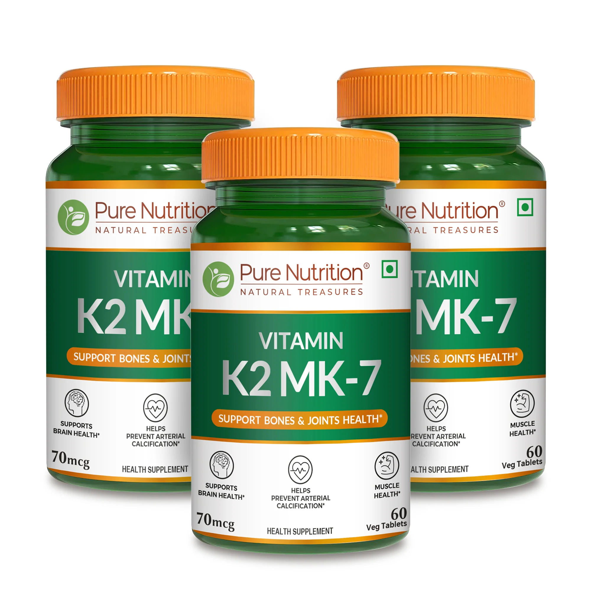 Pure Nutrition Vitamin K2 MK-7 with Vitamin D -60 veg tablets | 55 mcg K2 + 15 mcg D for Bone & Heart Health - Image 7