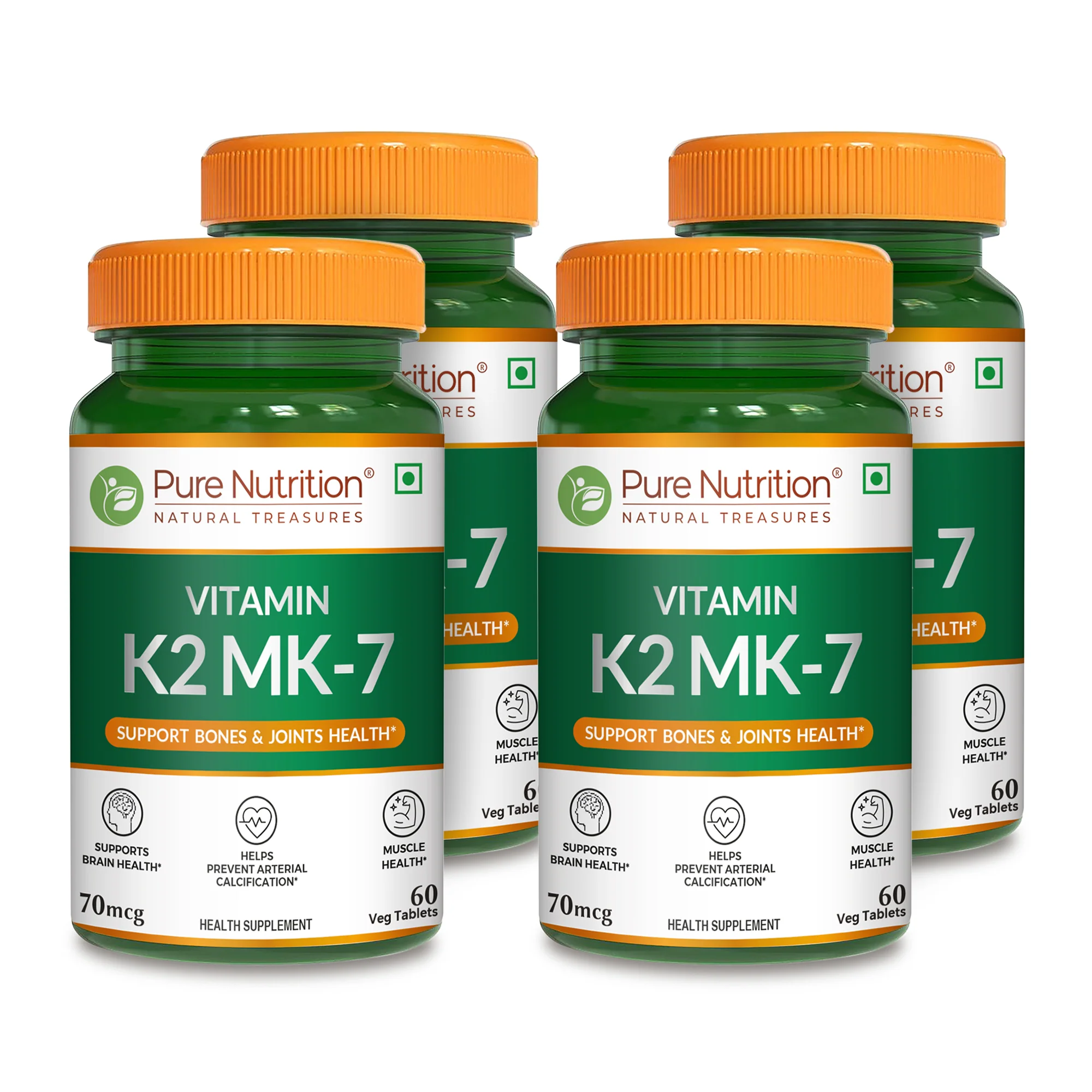Pure Nutrition Vitamin K2 MK-7 with Vitamin D -60 veg tablets | 55 mcg K2 + 15 mcg D for Bone & Heart Health - Image 8