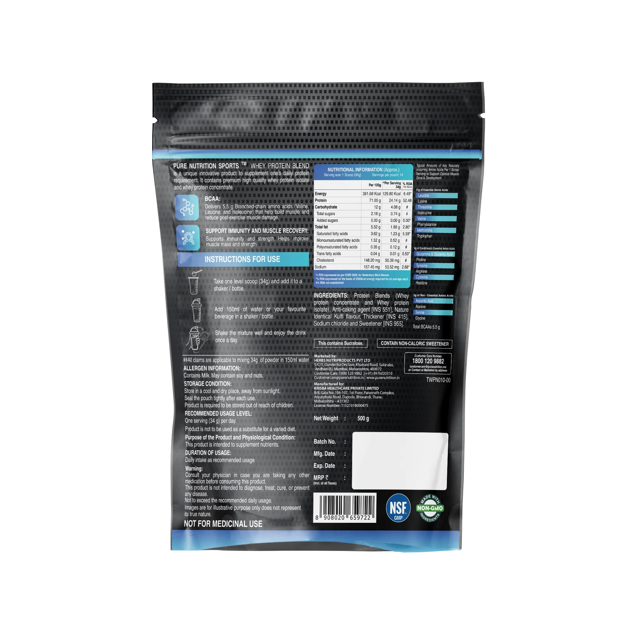 Whey Protein Blend For Muscle building, Lean muscle building (Kulfi )- 500 gm - Image 8